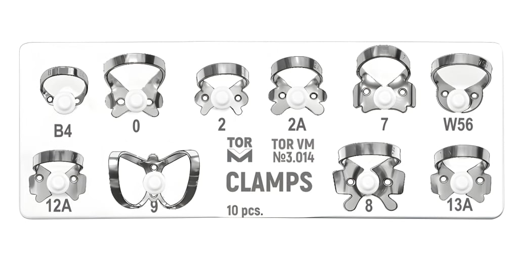 Rubber Dam Clamp Kit, 10 clamps