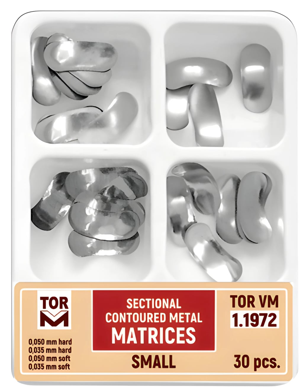 Sectional Contoured Metal Matrices, Small (wider, mixed set 30 pcs)