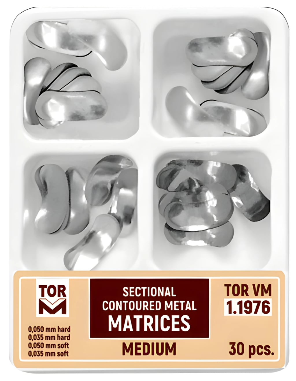 Sectional Contoured Metal Matrices, Medium (wider, mixed set 30 pcs)
